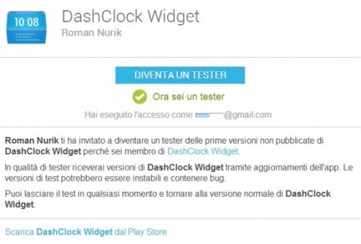 DashClock: attivato il nuovo programma di Beta Testing del Play Store