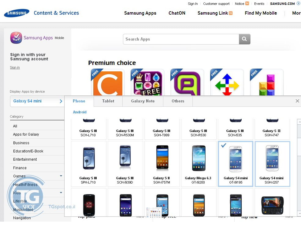 Samsung Galaxy S4 Mini confermato anche dal sito Samsung Apps ...
