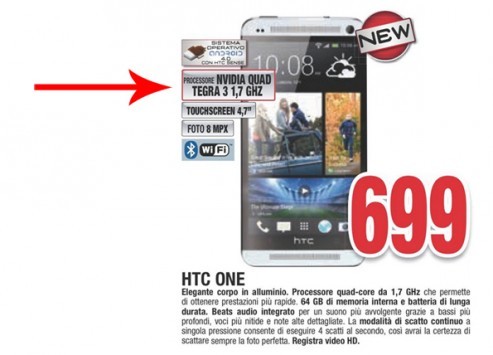 HTC One in vendita anche da Comet a 699€ ma con un piccolo errore