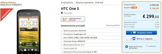 HTC One S: in offerta a 299€ da MarcoPolo Expert