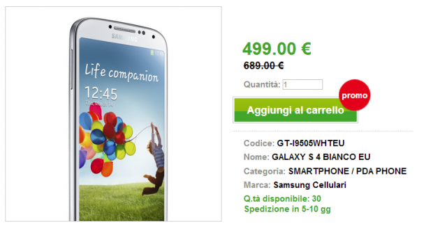 Offerte Techmania: Samsung Galaxy S4 EU a 499 €, Nexus 4 EU a 339 €, HTC One EU a 539 €