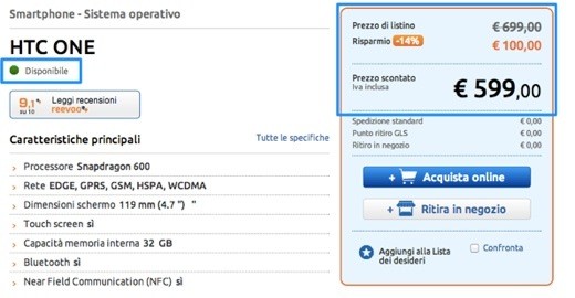 HTC One disponibile a 599€ da MarcoPolo Expert con Garanzia Italia