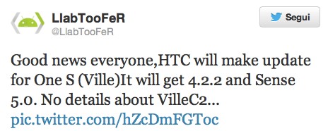 HTC One S: in arrivo l'update ad Android 4.2.2 e Sense 5.0?