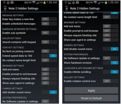 Samsung Galaxy Note II: ecco un’app che abilita alcune opzioni nascoste