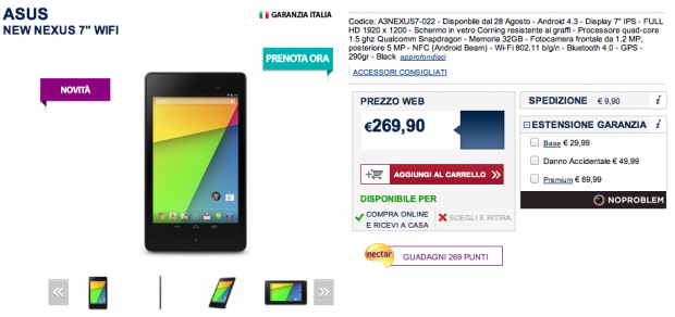 Asus Nexus 7 2013: disponibile in preordine da Unieuro a 269 euro [UPDATE: anche da MediaWorld]