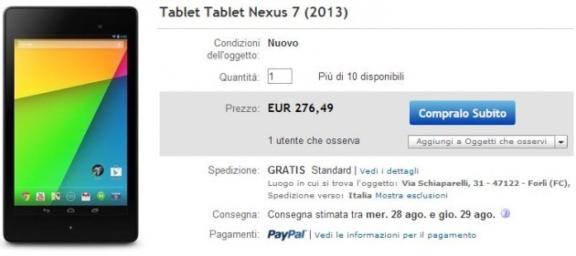 Nexus 7 2013: in preordine da MarcoPolo Shop a 276€ con spese di spedizione incluse
