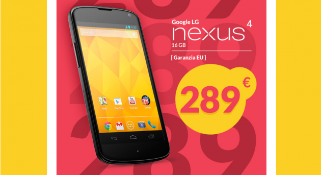 Nexus 4 16GB ora in vendita a 289€ su Gli Stockisti