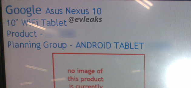 Asus Nexus 10 2013: nuove conferme da @evleaks
