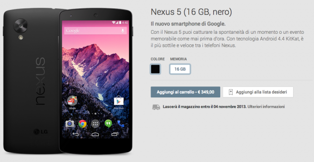 Google presenta Nexus 5: già disponibile sul Play Store