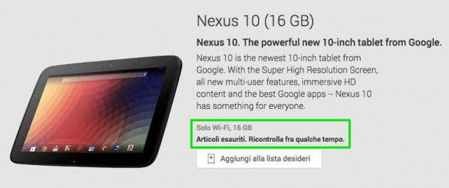 Nexus 10 16GB esaurito nel Play Store americano, novità in arrivo?