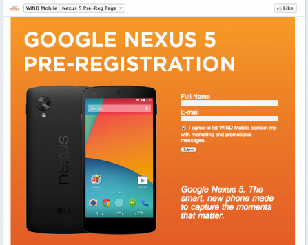 Google Nexus 5: WIND apre su Facebook le pre-registrazioni e rivela le caratteristiche tecniche