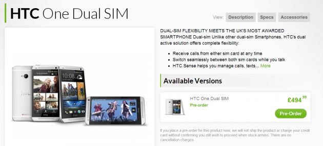 HTC One, preordini aperti in UK per la versione Dual-SIM con microSD