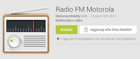 Radio FM Motorola: la radio di Moto G arriva anche sul Play Store