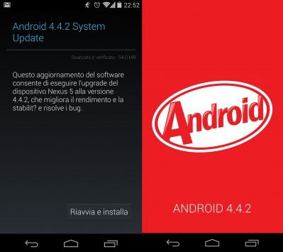 Android 4.4.2 disponibile per Nexus 5 e Nexus 4 [Update: OTA anche per Nexus 7 e Nexus 10]