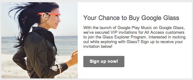 Gli abbonati a Google Play Music All Access vengono invitati a comprare Google Glass