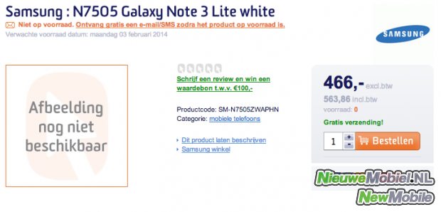 Samsung Galaxy Note 3 Neo appare sul sito di un retailer olandese