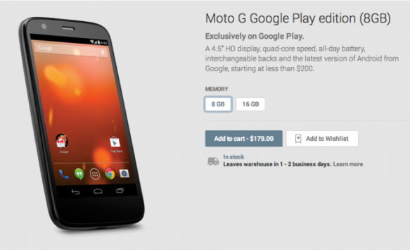 Google annuncia il Motorola Moto G Google Play Edition