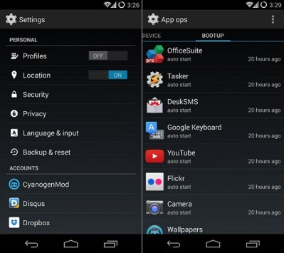 CyanogenMod 11: Privacy Guard impedisce alle app di avviarsi automaticamente