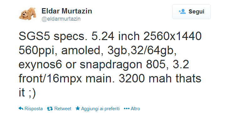 Twitter   eldarmurtazin  SGS5 specs. 5.24 inch 2560x1440 ...
