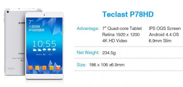 Teclast P78HD: nuovo tablet Android con display FHD a 109$