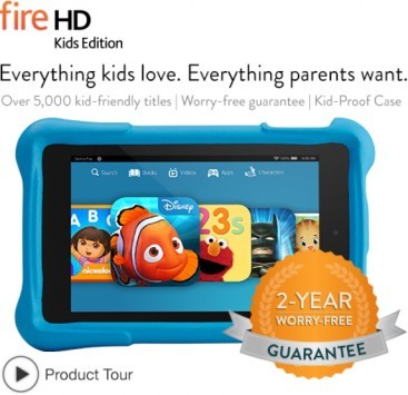 Amazon Kindle Fire HD Kids Edition: il tablet per bambini coperto da 2 anni di garanzia totale