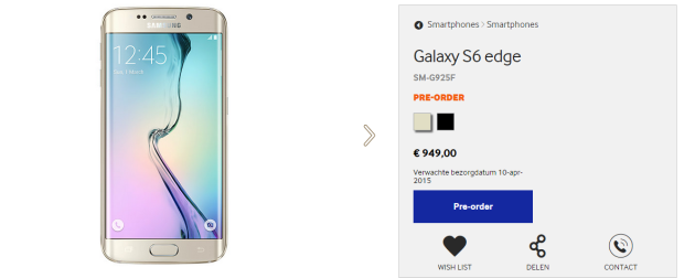 Samsung Galaxy S6 e Galaxy S6 Edge, preordini al via in Olanda: prezzi da 699 a 1049 Euro