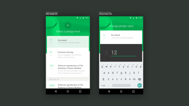 L'applicazione Kickstarter per Android in Material Design immaginata in un concept