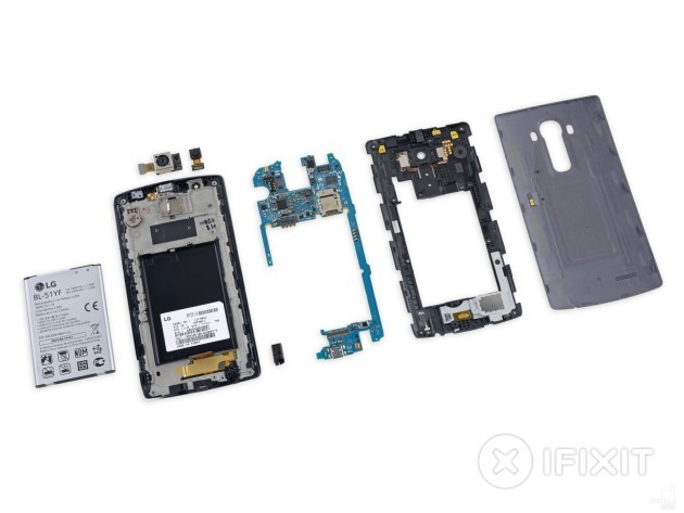 LG G4 ai raggi X: componenti ordinati, ben disposti e facilmente riparabili