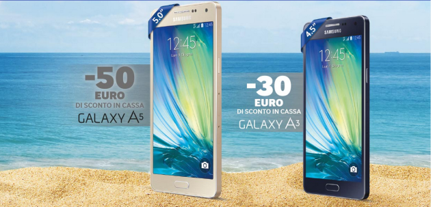 Saldi d'estate Samsung: sconto di 50 Euro su Galaxy A5 e 30 Euro su Galaxy A3 fino al 28 Giugno