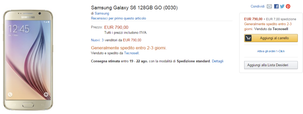Samsung Galaxy S6 128 GB Amazon