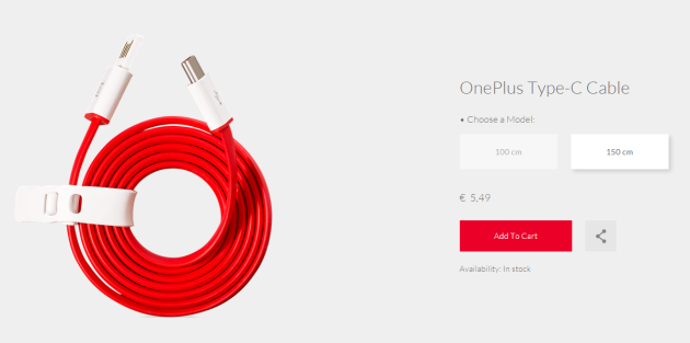 OnePlus: disponibile il cavo USB Type-C a partire da 5.49€