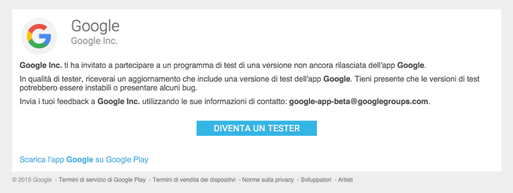 app Google Beta Tester