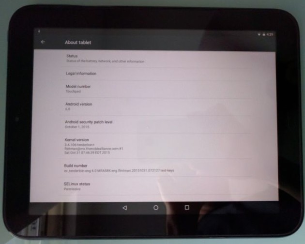 HP TouchPad riceve una prima ROM basata su Android 6.0 Marshmallow