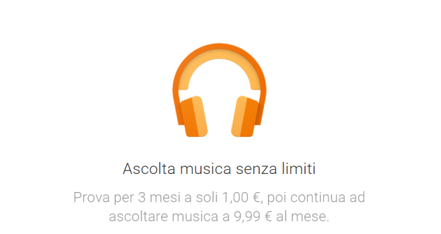Offerta Play Music: 3 mesi di abbonamento a 1 Euro per i nuovi utenti