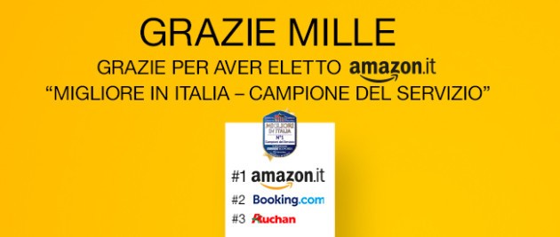 Amazon.it eletta migliore in Italia: solo per oggi 10€ di sconto su tutti gli articoli