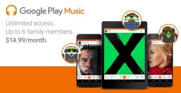 Google Play Music Family Plan: nuovo abbonamento mensile da 14.99$ per gli Stati Uniti