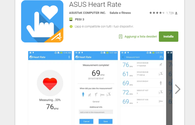 ASUS Heart Rate: nuova app per tenere sotto controllo il battito cardiaco