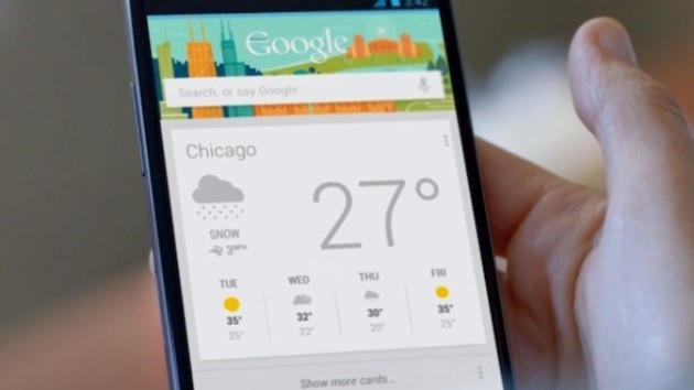 Google Now: arriva un'icona per l'accesso diretto al meteo