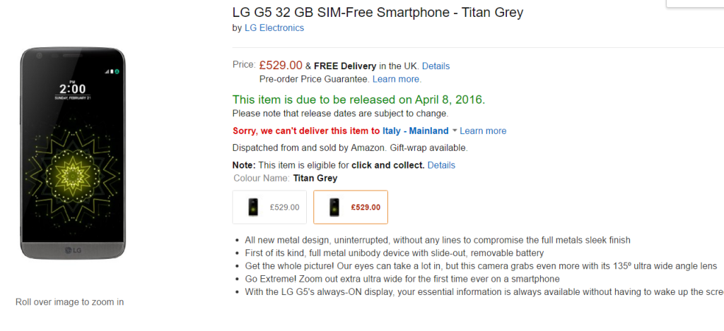 LG G5 32 GB SIM Free Smartphone Titan Grey Amazon.co.uk Electronics