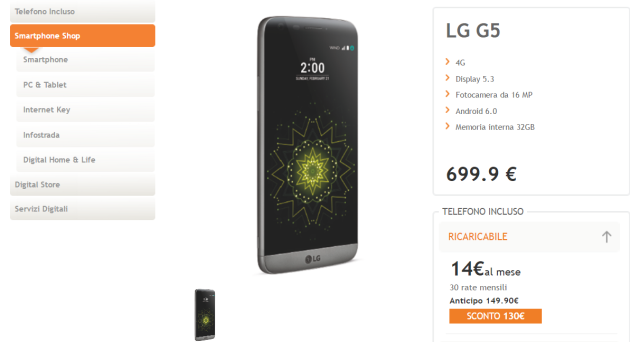 LG G5 arriva nei listini Wind: il prezzo è di 699 Euro