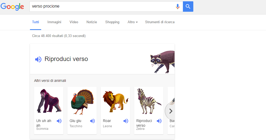 google search versi animali