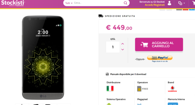 Gli Stockisti: LG G5 Italia a 449 Euro e Galaxy S6 edge Italia a 429 Euro