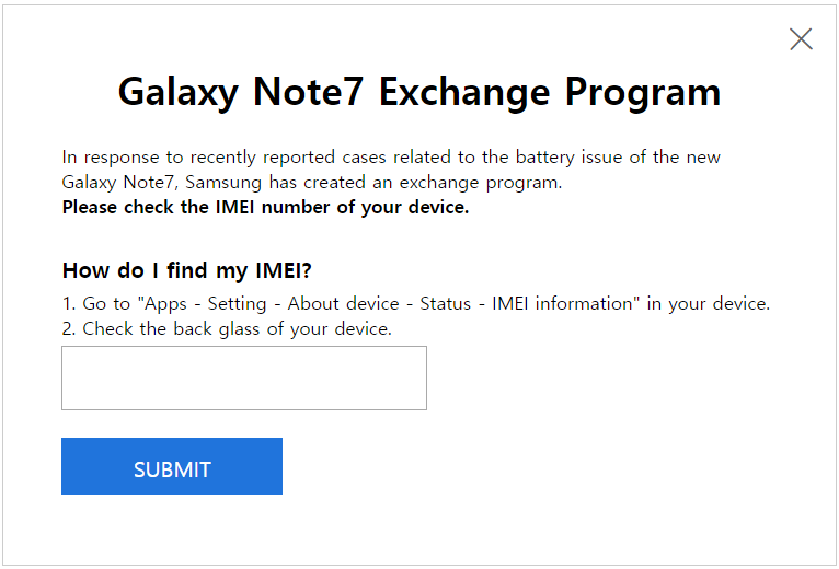 Galaxy Note 7 IMEI