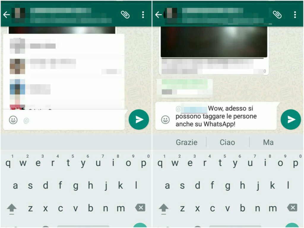 taggare i contatti nelle chat di gruppo su WhatsApp