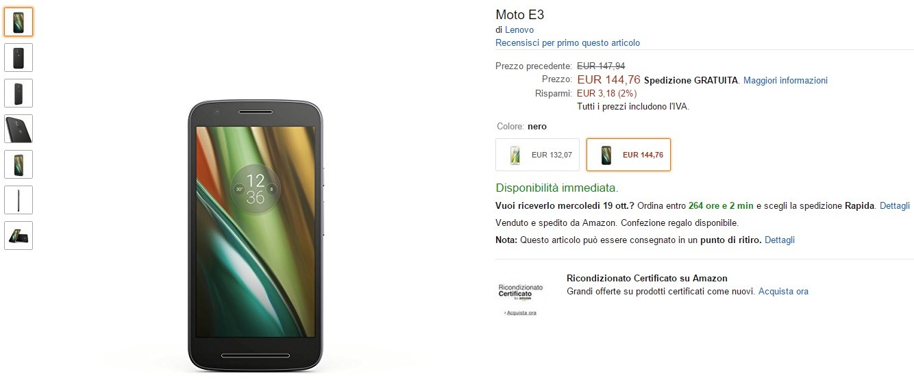 Moto E Amazon Italia