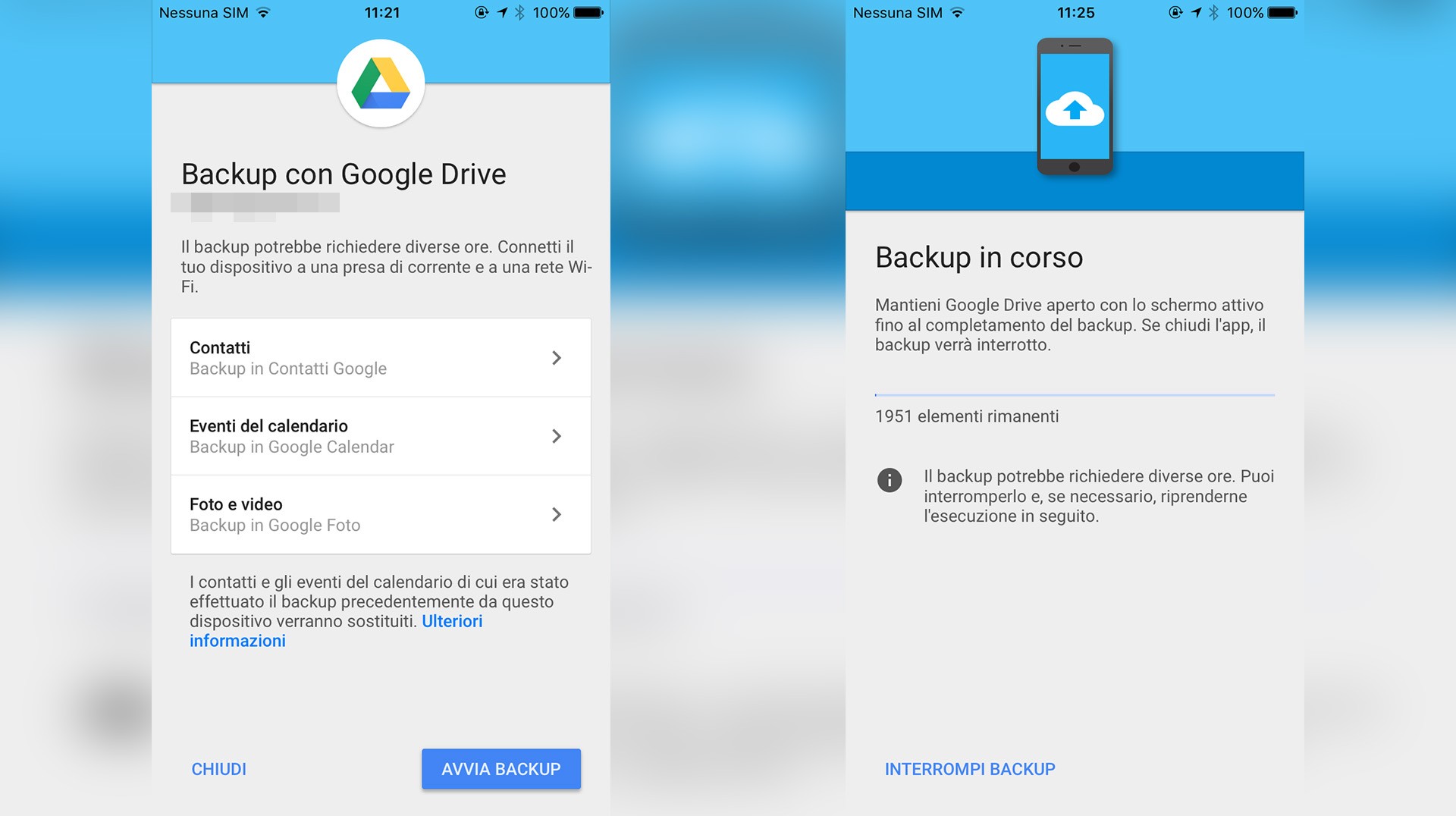 Backup Google Drive iOS Android