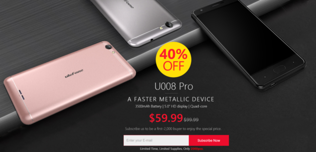 Ulefone U008 Pro in promozione a $59.99 su Aliexpress