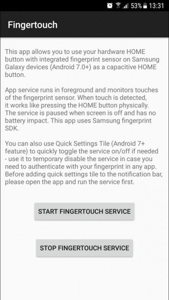 fingertouch app screen