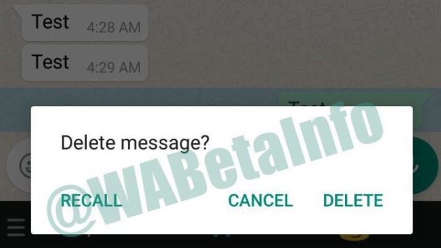 WhatsApp Beta mostra l'opzione per revocare i messaggi, ma...
