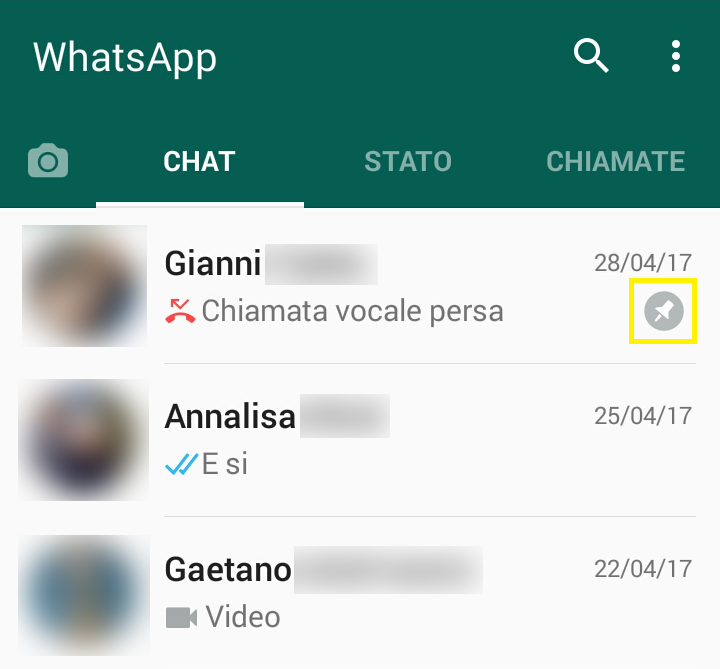 WhatsApp consente di mettere in evidenza determinate chat (2)